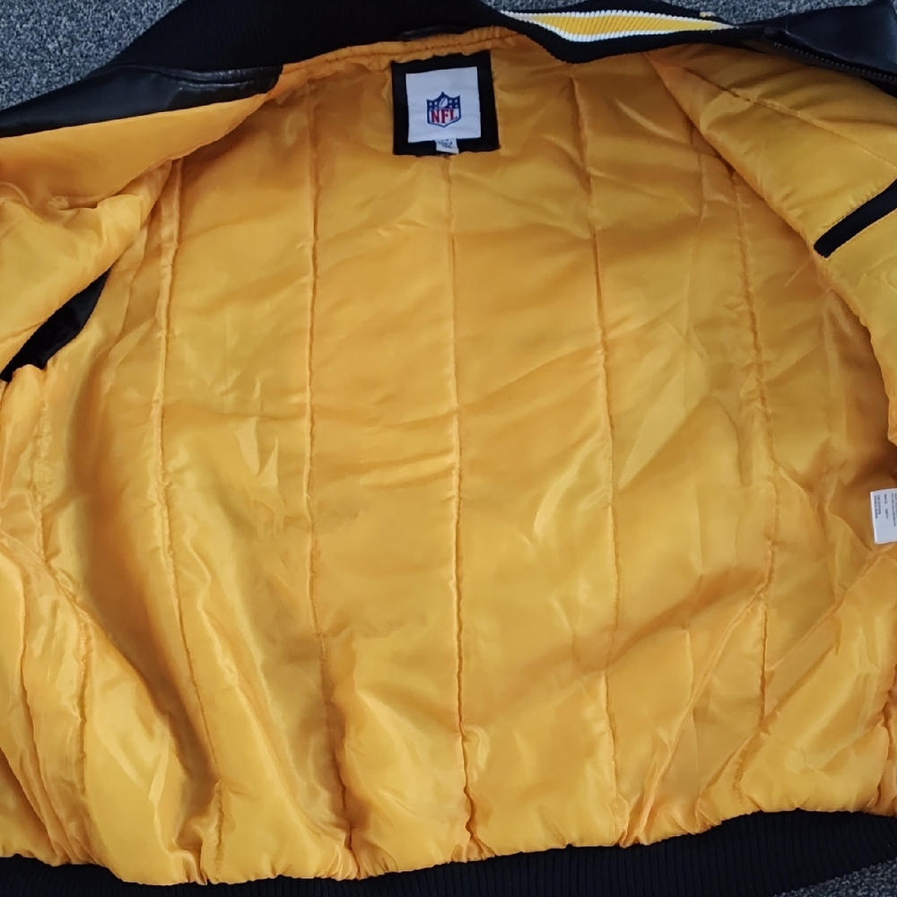 NFL Pittsburgh Steelers Black Jacket with Gold Lining - Picture 4 of 5